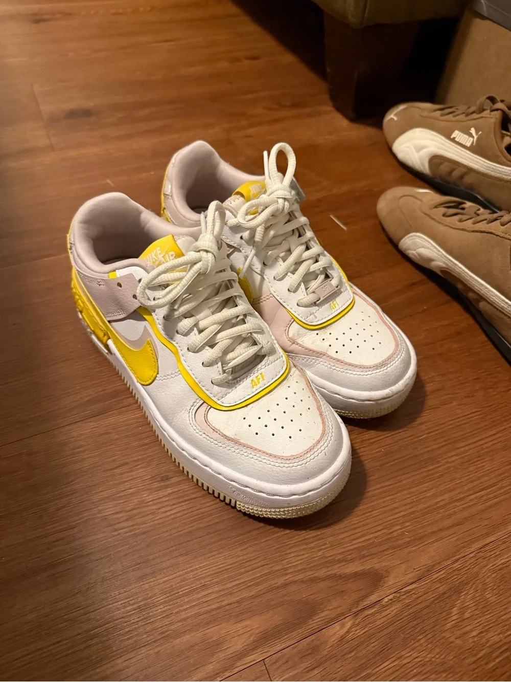 Nike White Pink Yellow AF1 Sneakers (2020discontinued) Size US 5.5 UK 3